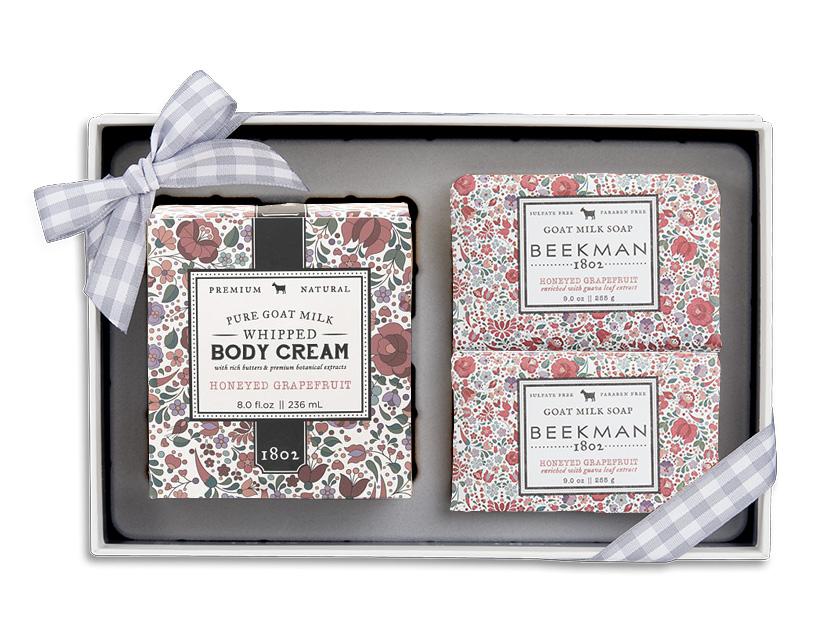 Beekman 1802 Honeyed Grapefruit Soap and Whipped Body Cream Trio