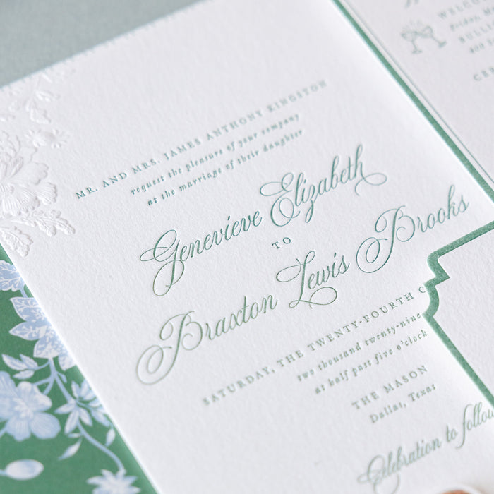 Wedding invitation card with floral details