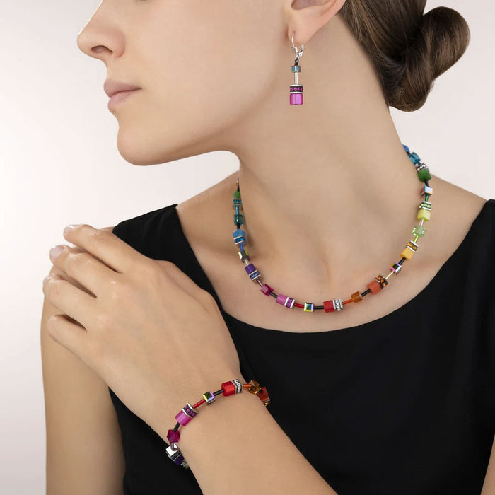 Coeur de Lion Geocube Cat-Eye Necklace in Rainbow Colors