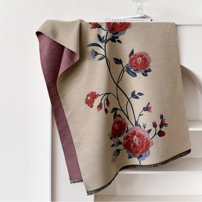 Red and Blue Blossom Reversible Wrap