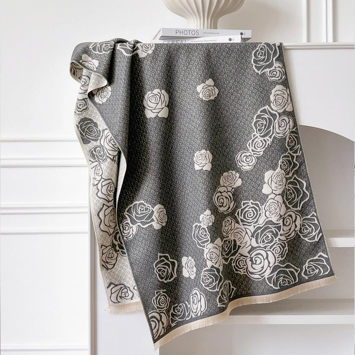 Gray and White Shadow Rose Wrap