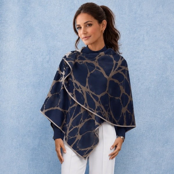 Blue and Camel Marsh Fern Reversible Loop Wrap