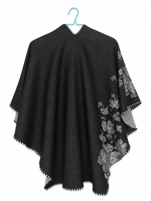 Gray and Black Reversible Roses Short -Loop Wrap