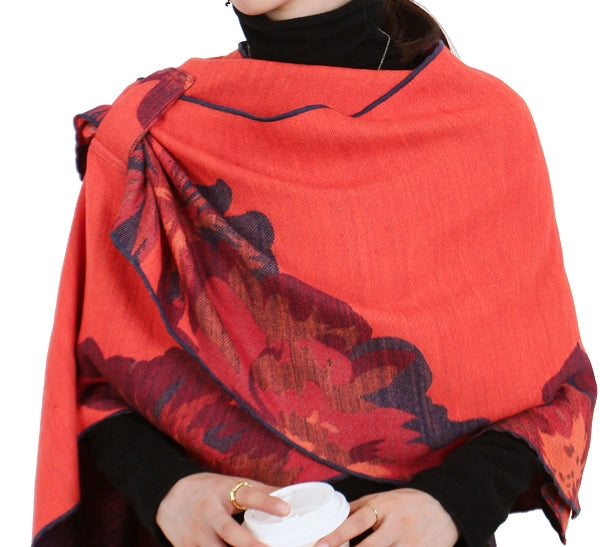 Wrap Orange and Navy Reversible Rose Short - Loop Wrap