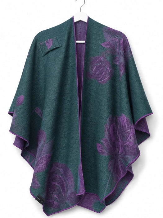 Dark Purple and Green Lotus Reversible Loop Wrap
