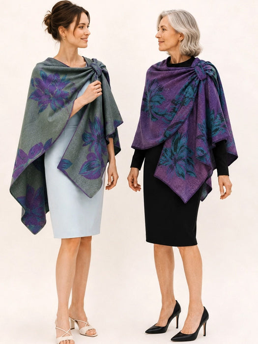 Dark Purple and Green Lotus Reversible Loop Wrap