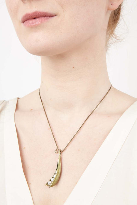 Silver Seasons Pea Pod 4 Pearl Pendant by Michael Michaud