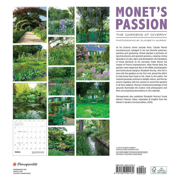 Monet's Passion: Gardens at Giverny 2022 Wall Calendar