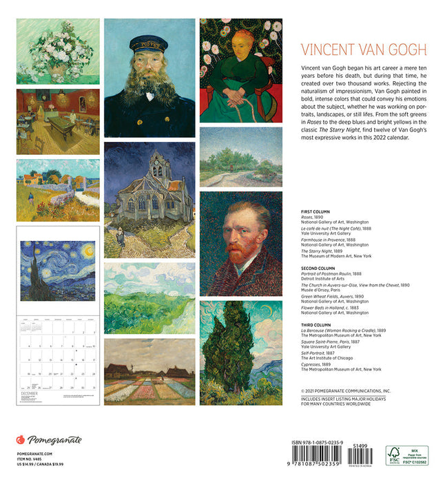 Vincent Van Goph 2022 Wall Calendar