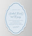 Reception card with elegant blue design on a light gray background