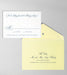 Wedding reply card with yellow envelope on a gray background