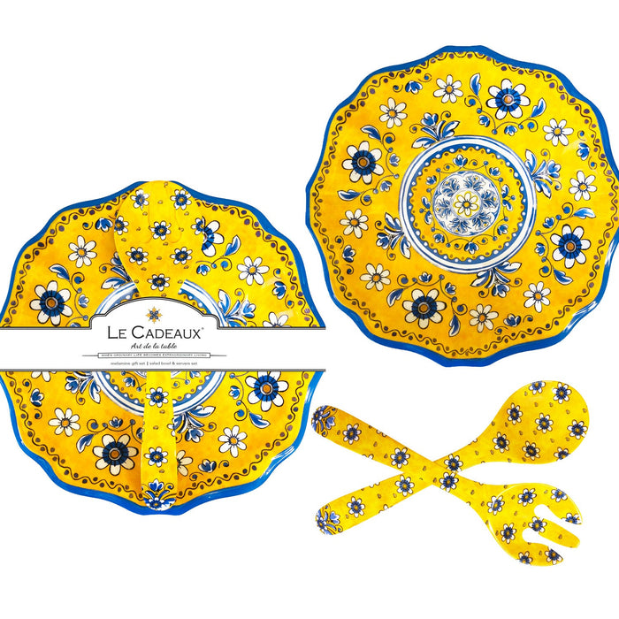 Benidorm Salad Bowl with Salad Servers Gift Set by Le Cadeaux