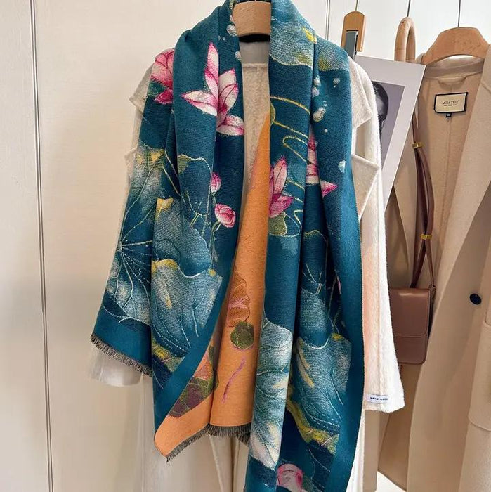 Blue Water Lilies Reversible Wrap
