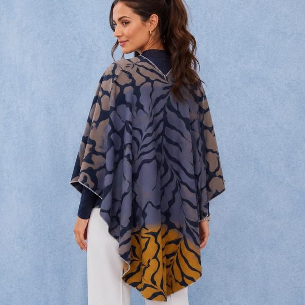 Blue and Camel Marsh Fern Reversible Loop Wrap