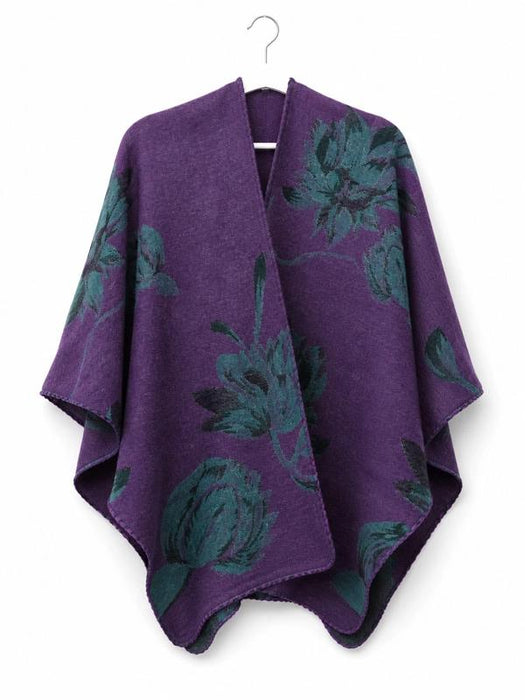 Dark Purple and Green Lotus Reversible Loop Wrap