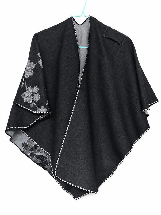 Gray and Black Reversible Roses Short -Loop Wrap