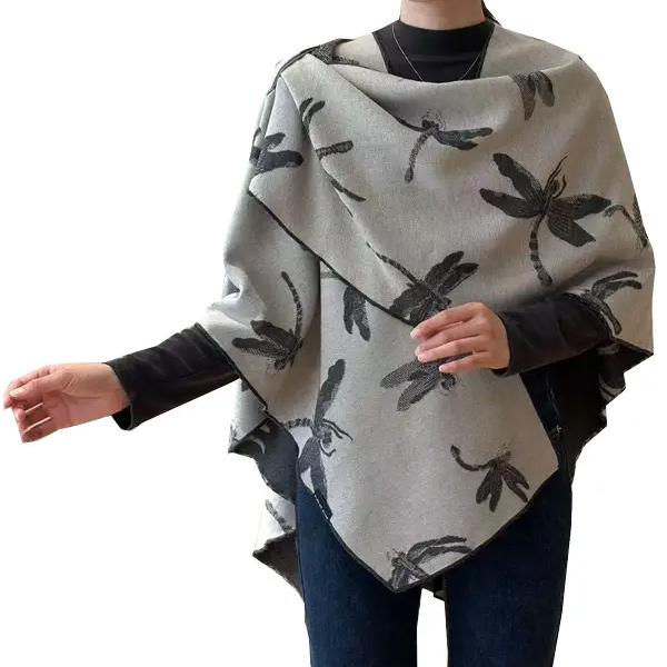 Gray and White Dragonfly Reversible Loop Wrap