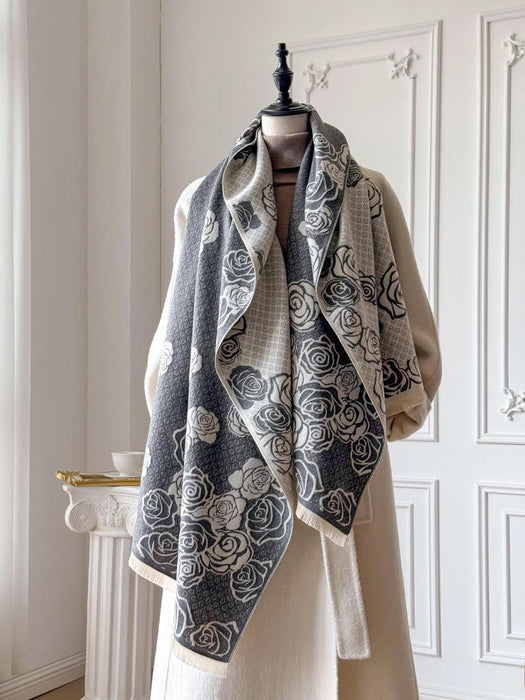 Gray and White Shadow Rose Wrap