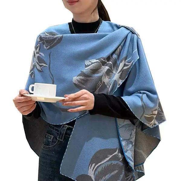 Light Blue and Gray Lotus Reversible Loop Wrap