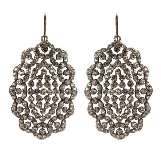 Oval Crystal Filigree Earrings by Rebel Designs