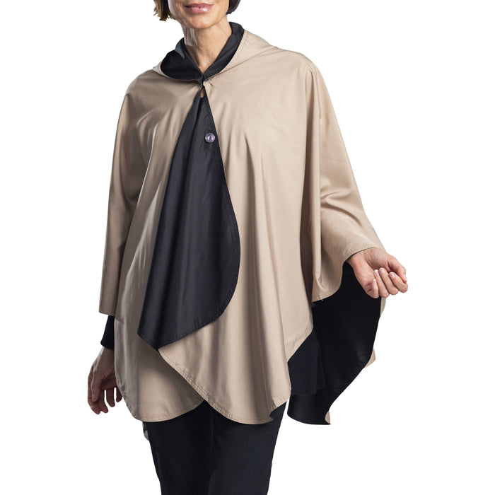 RAINCAPER BLACK & CAMEL REVERSIBLE TRAVEL CAPE