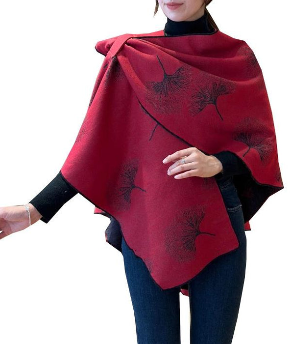 Red and Black Ginkgo Loop Wrap