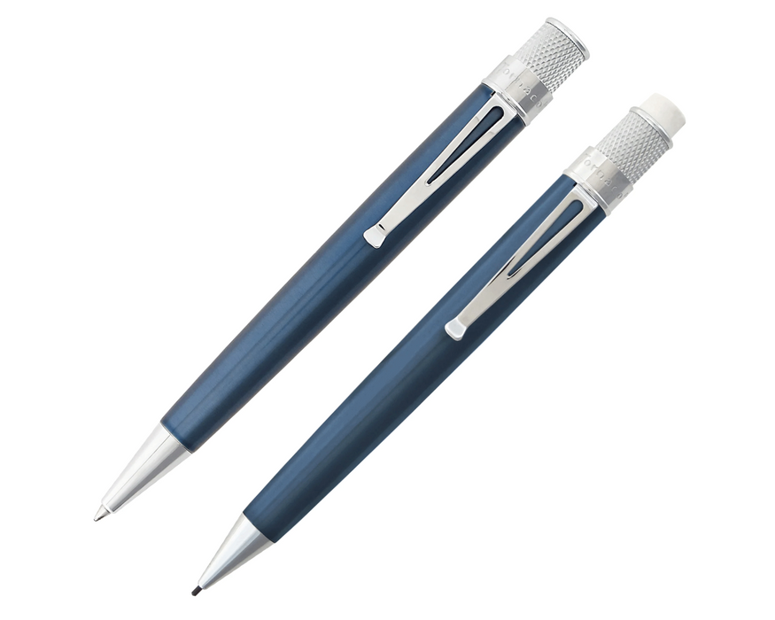 Retro 1951 Tornado Classic Ice Blue Lacquer Roller Ball Pen and Pencil Gift Set
