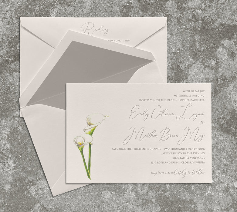 white lily wedding invitations Original Watercolor Wedding Invitation Suite — Pearl Grant Richmans