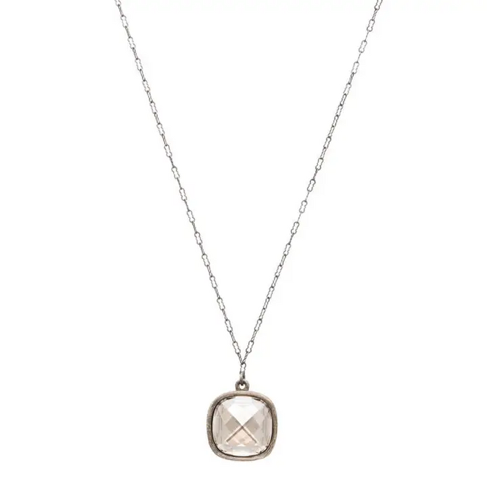 Single Square Crystal Necklace in Black Diamond by Rebel Designs