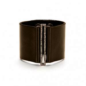 Skinny Rectangle Wide Leather Band Bracelet by Rebel Designs