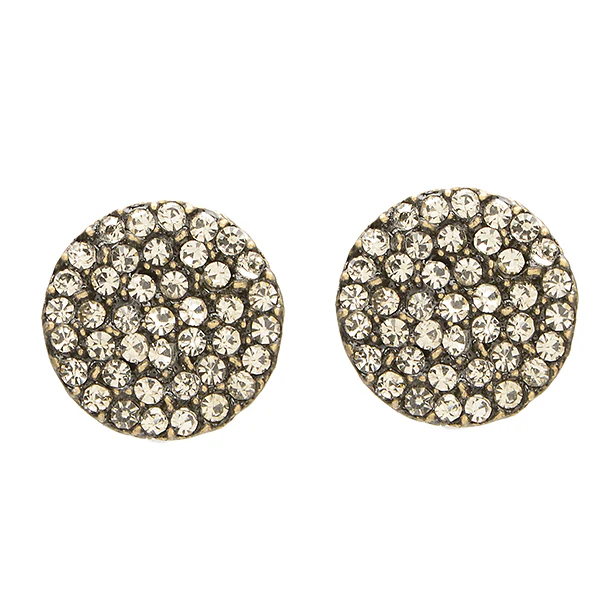 Small Pave Disc Stud Earrings by Rebel Designs