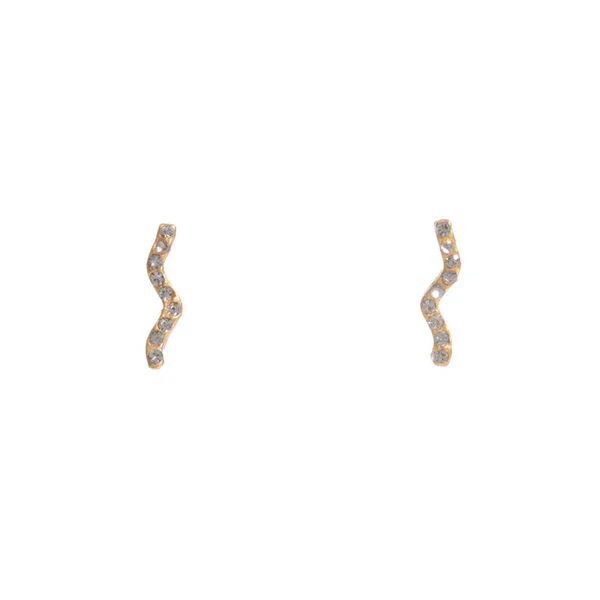 Small Squiggle Stud Earrings in Gold by Rebel Designs