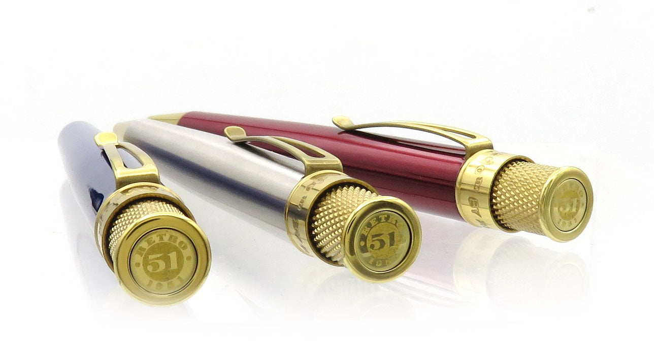 Retro 1951 Tornado Brass Classic Blue Lacquer Roller Ball Pen