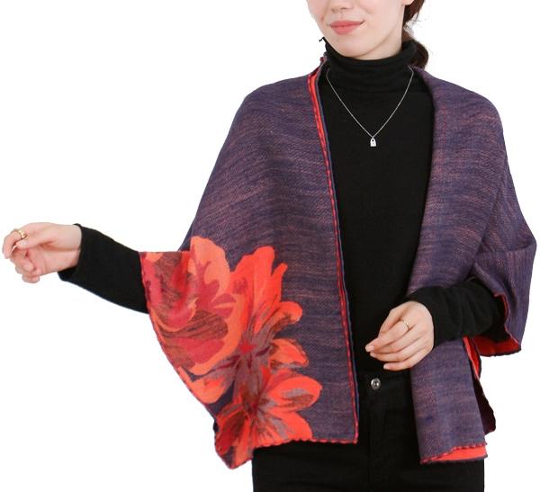 Wrap Orange and Navy Reversible Rose Short - Loop Wrap