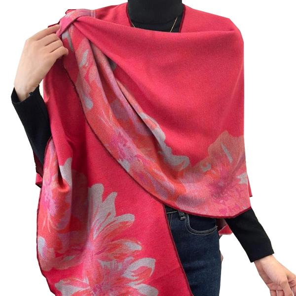 Wrap Pink and Gray Reversible Rose Short - Loop Shawl