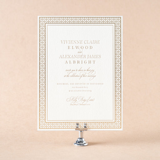 Albright Wedding Invitation on tan background