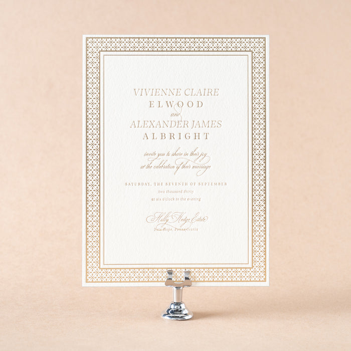 Albright Wedding Invitation on tan background