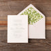 Ashby Wedding Invitation with handmade paper envelope on wood background
