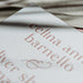 Close-up of a Celina wedding invitation embossing.