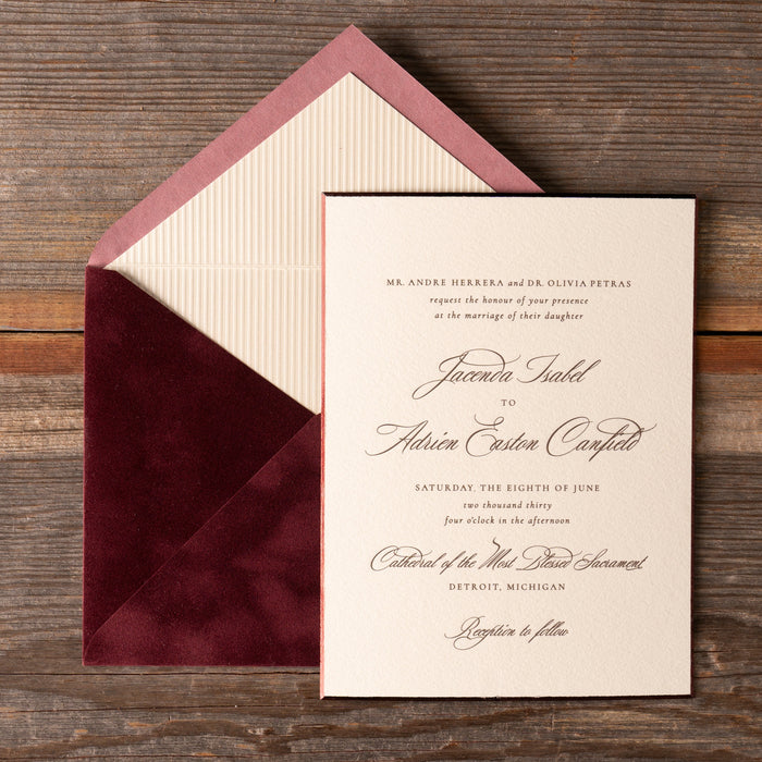 Canfield Wedding Invitation with velvet envelope