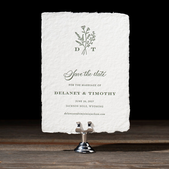 Cheyenne handmade cotton save the date card