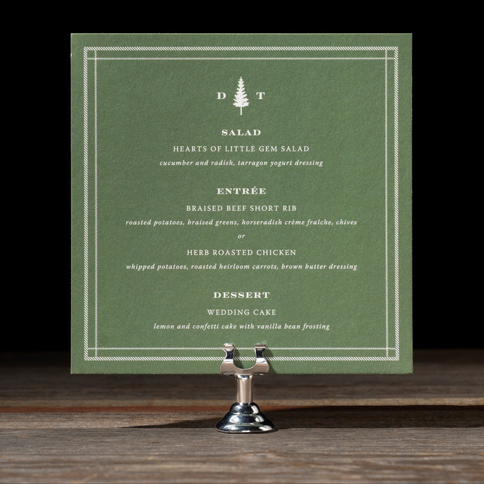 Cheyenne green menu card