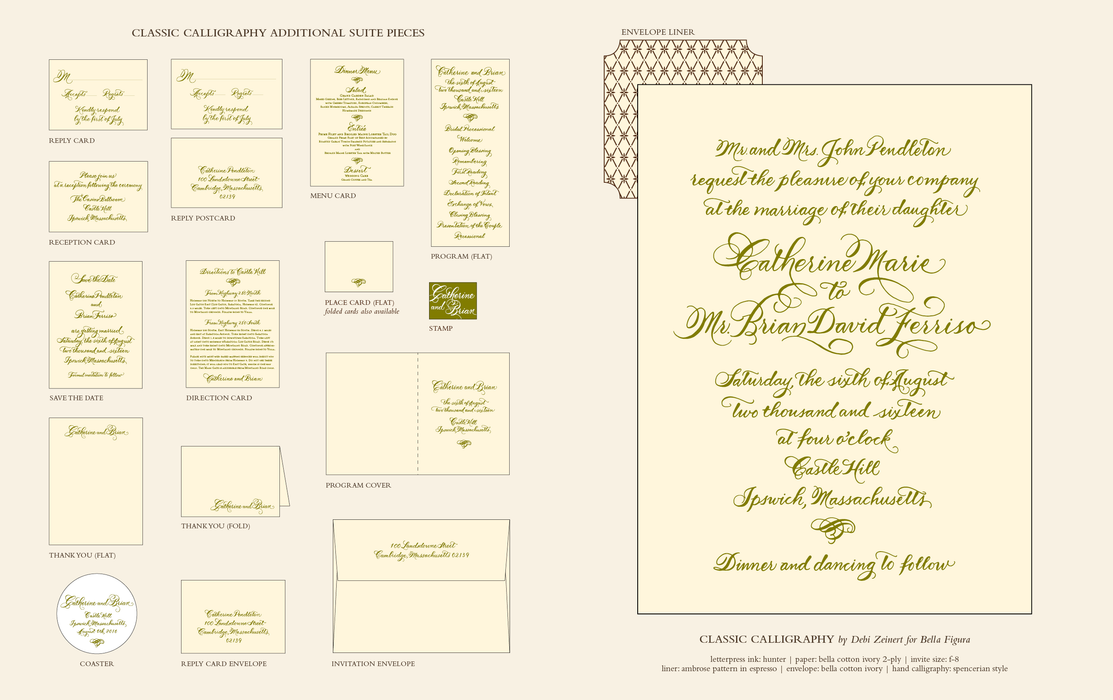 Classic Calligraphy Wedding Invitation Suite