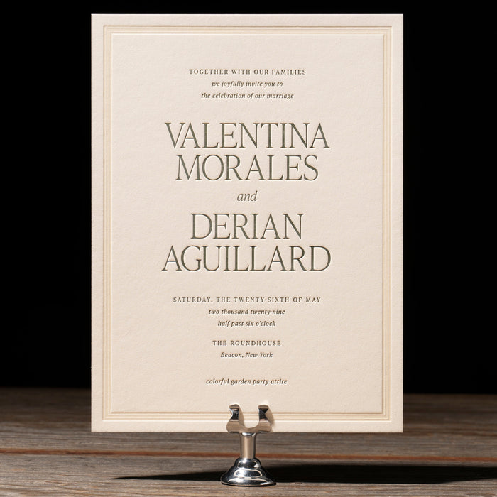 Derian v2 wedding invitation on dark background