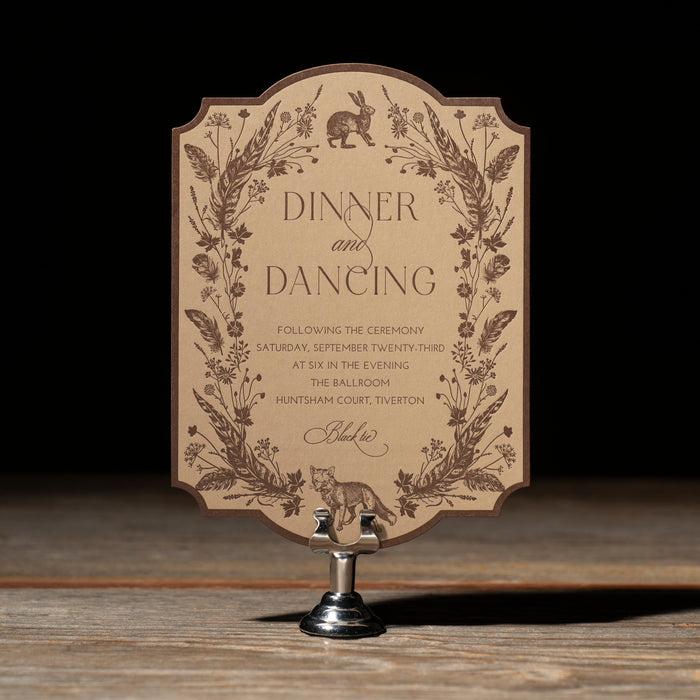 Devonshire reception card with decorative motif border