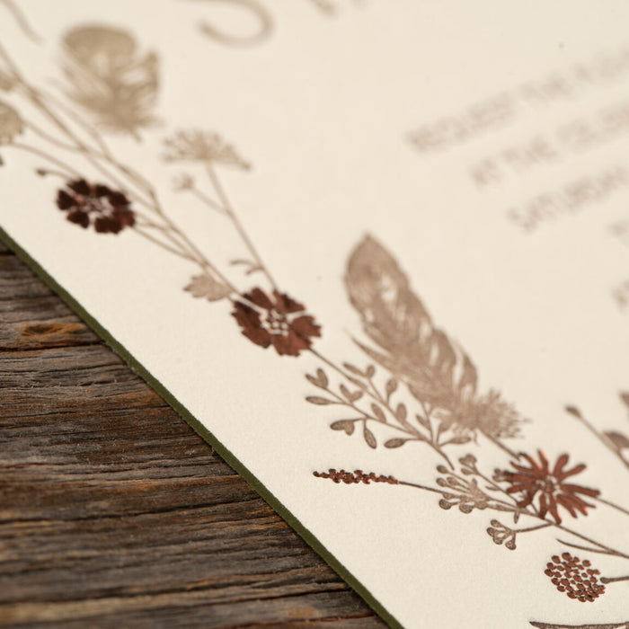 Edge detail of Devonshire wedding invitation