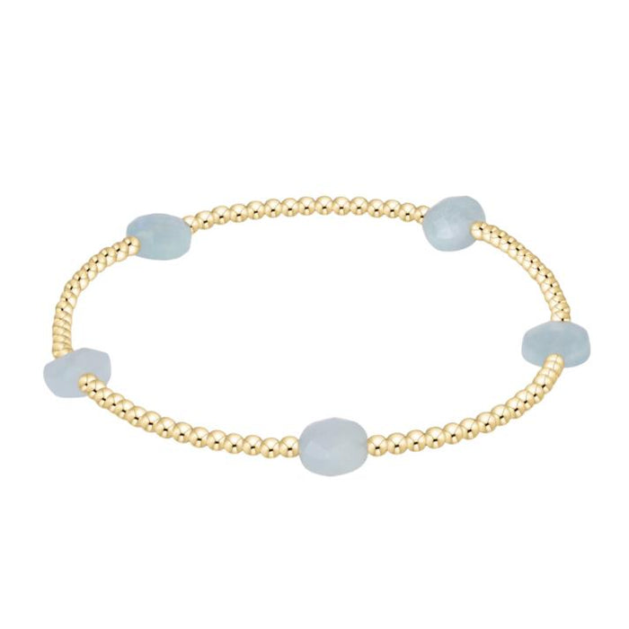 enewton 6.25" Admire Small Gem 2mm Gold Bracelet - Aquamarine