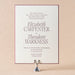 Harkness wedding invitation with elegant text on a beige background
