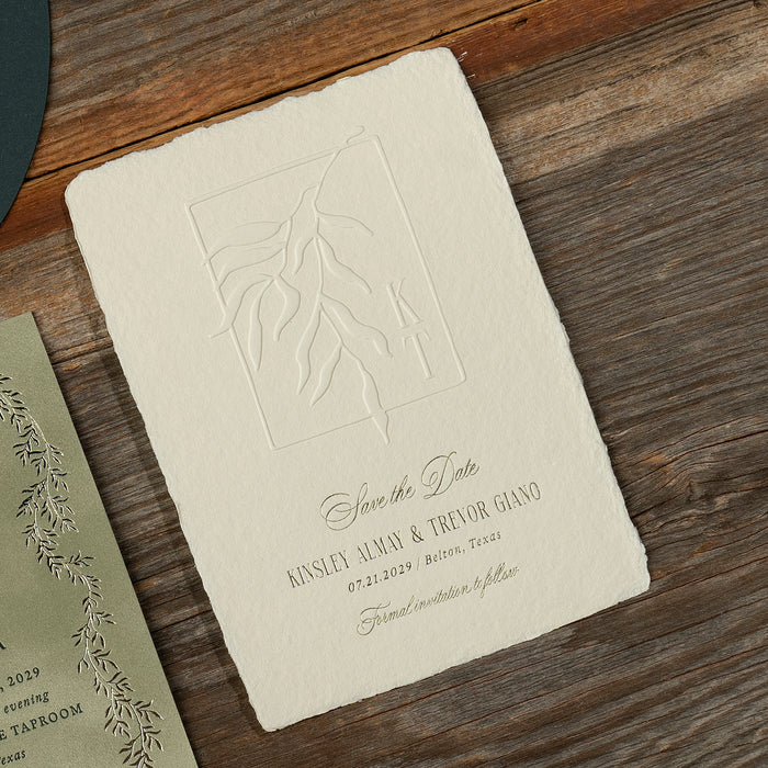 Kinsley Save the Date on handmade paper