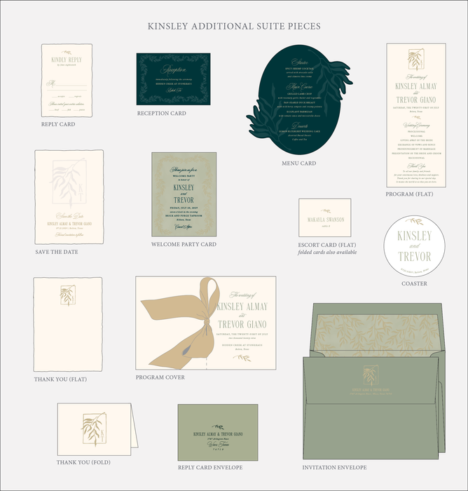 Kinsley wedding invitation suite pieces